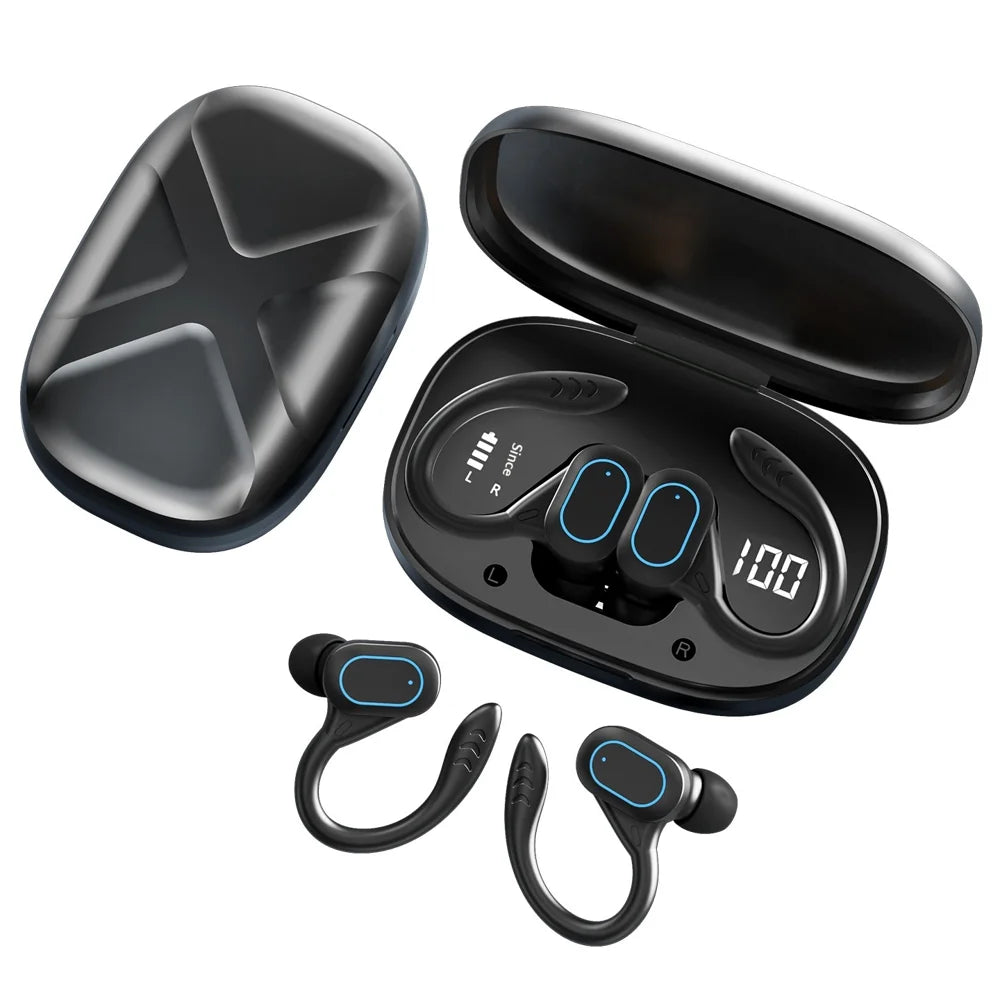 XH13 Bluetooth-compatible Ear-hook In-Ear Earbuds 60ms Low Latency Gaming Sports Earbuds - Black - 1