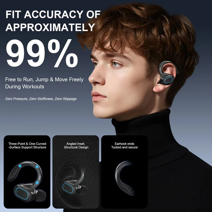 XH13 Bluetooth-compatible Ear-hook In-Ear Earbuds 60ms Low Latency Gaming Sports Earbuds - Black - 4