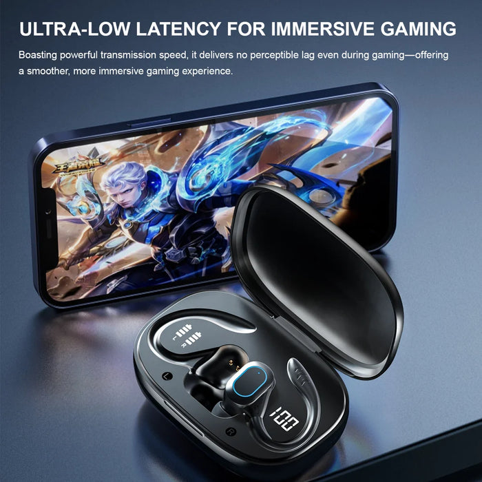 XH13 Bluetooth-compatible Ear-hook In-Ear Earbuds 60ms Low Latency Gaming Sports Earbuds - Black - 6