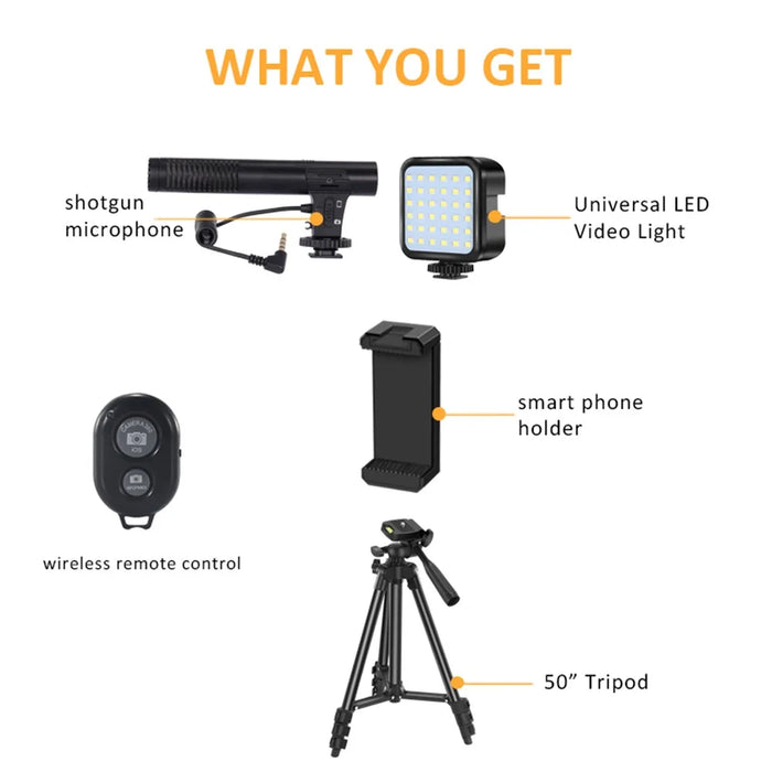 K-05LM Vlogging Kit with Microphone 36 LED Light Bluetooth-compatible Remote Smart Phone Holder Tripod - 3
