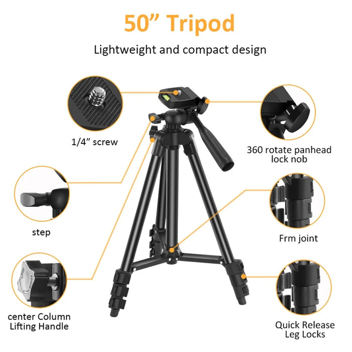 K-05LM Vlogging Kit with Microphone 36 LED Light Bluetooth-compatible Remote Smart Phone Holder Tripod - 4