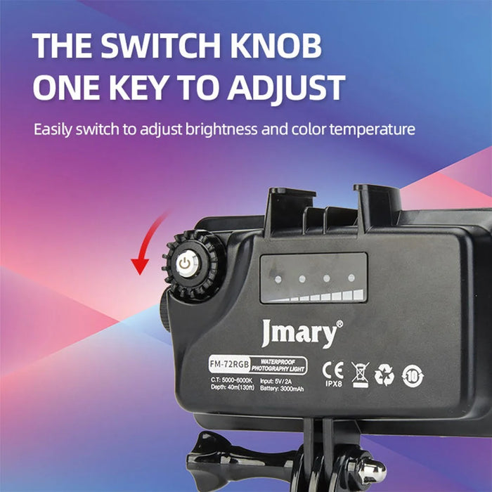 JMARY FM-72RGB IPX8 Waterproof Camera LED Fill Light Rechargeable Diving Photography RGB Video Light - 5