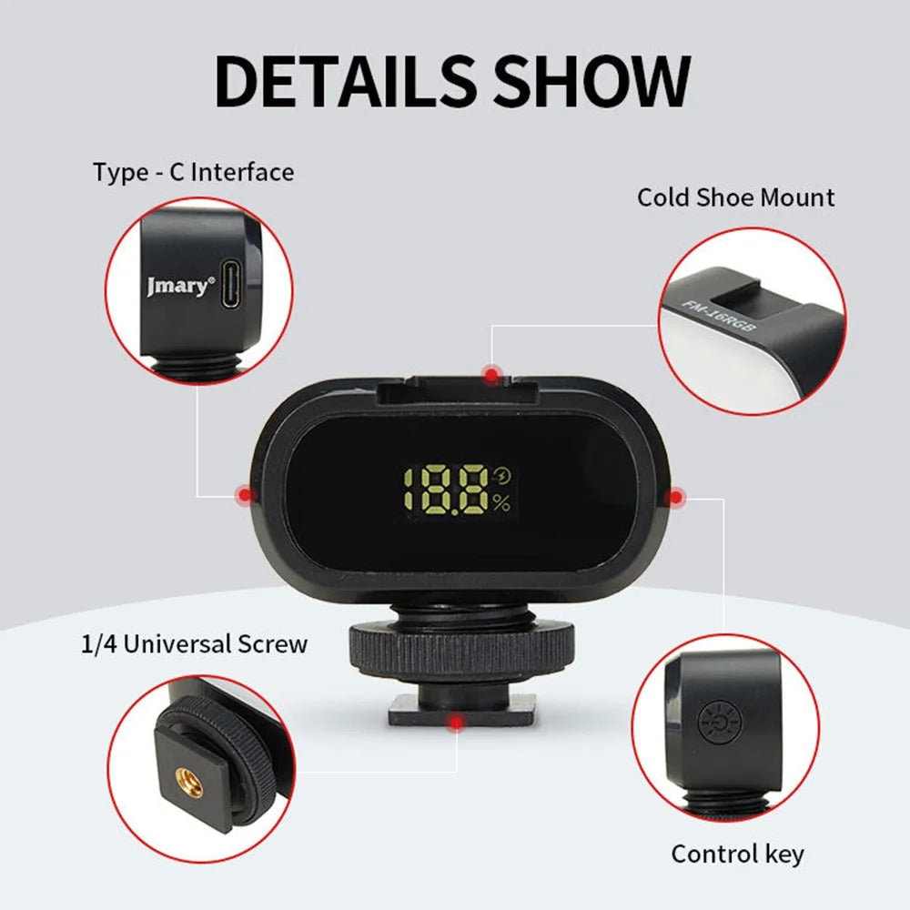 JMARY FM-16RGB Portable Mini RGB Video Conference Fill Light Rechargeable Photography LED Fill Light - 6