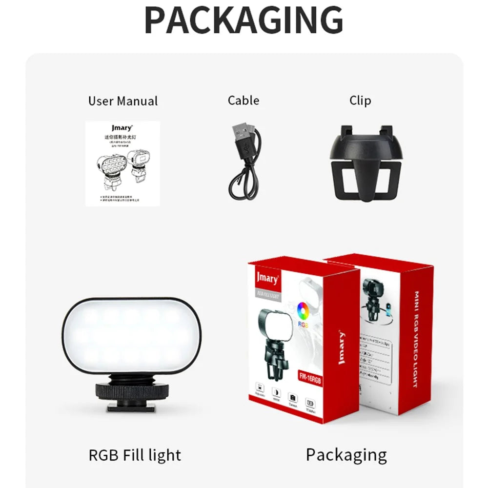 JMARY FM-16RGB Portable Mini RGB Video Conference Fill Light Rechargeable Photography LED Fill Light - 7