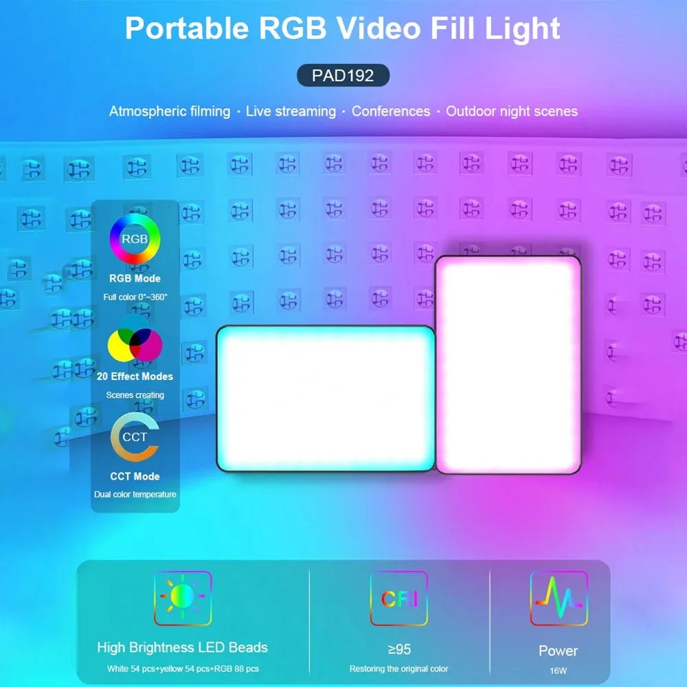 VLOGLITE PAD192RGB LED Camera Fill Light RGB Full Color Portable Photography Lighting for DSLR Camera Gopro - 6