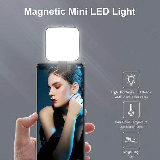 VLOGLITE W42 Magnetic Mini LED Fill Light Rechargeable Selfie Light Portable Phone Light for Phone, Laptop, Tablet - 2