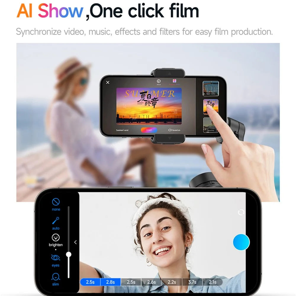 TOKQI M02 Intelligent Face Tracking Anti-Shake Gimbal Phone Holder Live Streaming Tripod Handheld Stabilizer - 7