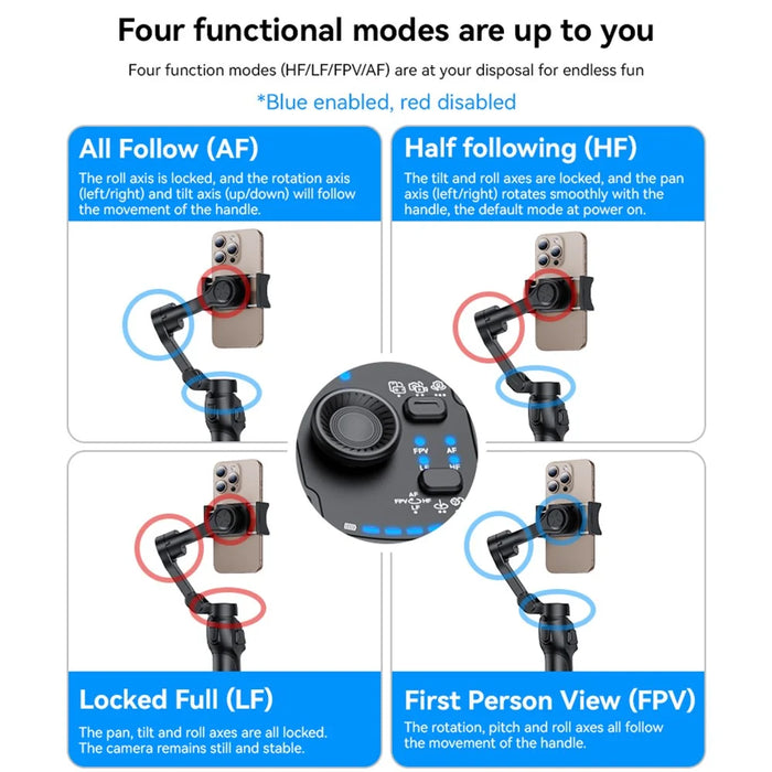 YESIDO SF27 Outdoor Video Shooting 4 Modes Foldable 3 Axis Handheld Gimbal Stabilizer for Smartphones - 2