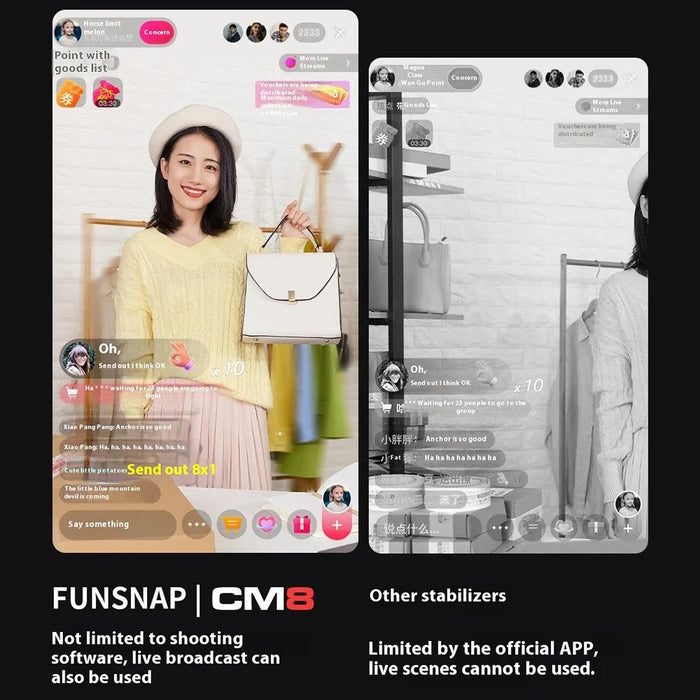 XIAOMIYOUPIN FUNSNAP CM8 Foldable 3 Axis Anti Shake Smartphone Gimbal Stabilizer for Vlog Shooting, Basic Version - 3