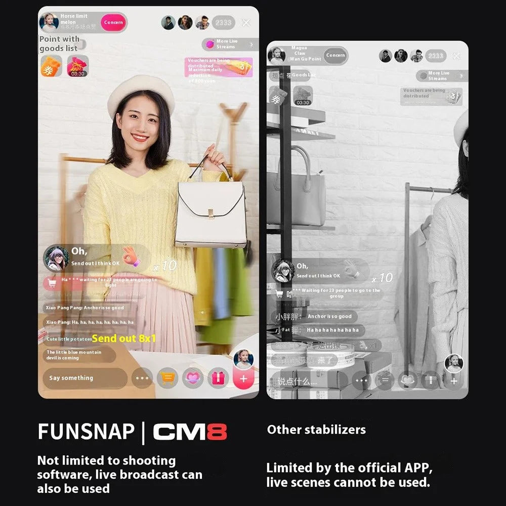 XIAOMIYOUPIN FUNSNAP CM8 Foldable 3 Axis Anti Shake Smartphone Gimbal Stabilizer for Vlog Shooting, AI Version - 2