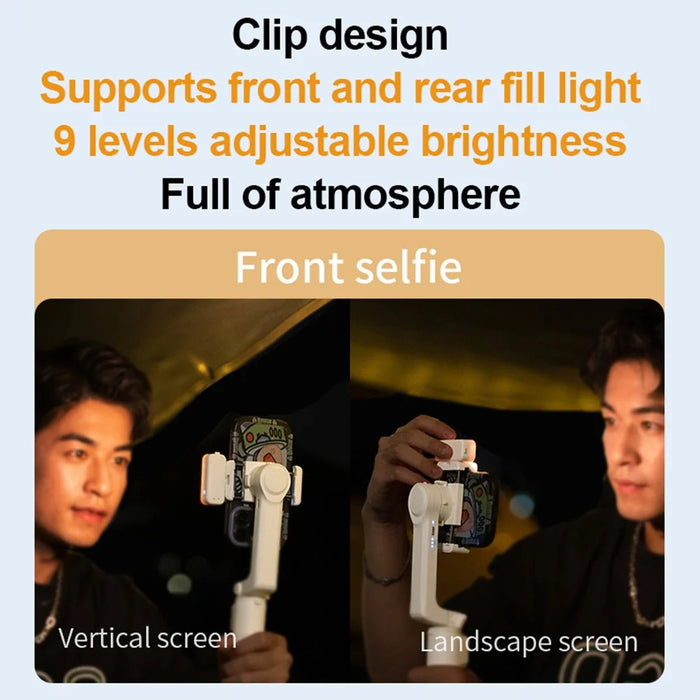 A10 Smartphone Handheld Selfie Stick Foldable Extended Tripod with LED Light - White - 6