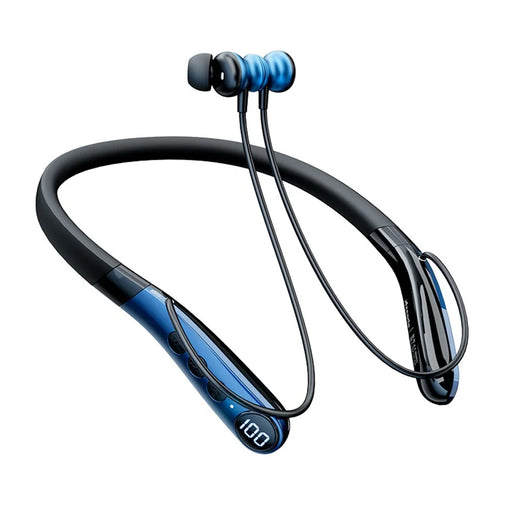 AZEADA AZ-BN05 Neckband Earphones Sports Bluetooth-compatible Wireless Earphones with LED Digital Display - Blue - 1