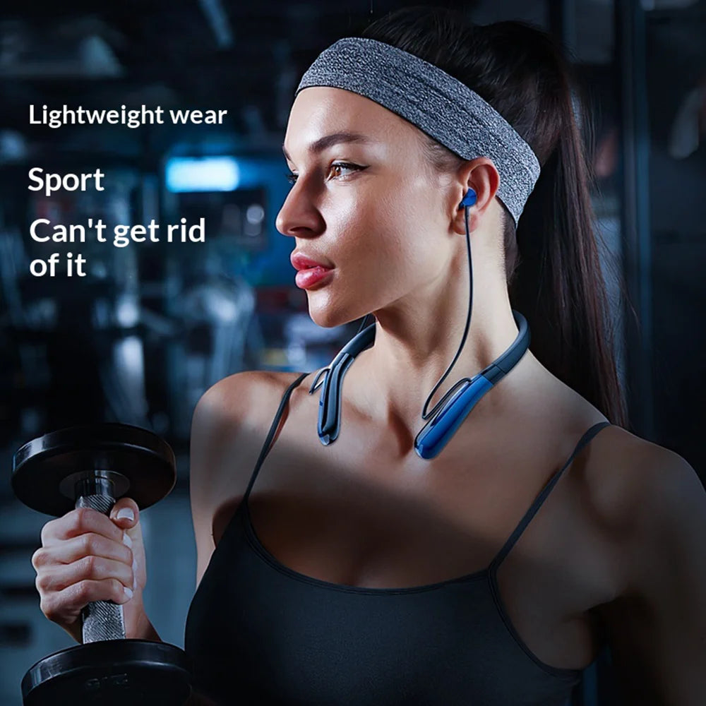 AZEADA AZ-BN05 Neckband Earphones Sports Bluetooth-compatible Wireless Earphones with LED Digital Display - Blue - 5