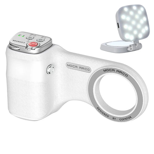MOCA ARCO Phone Grip Handle with Remote Controller Magnetic Stand LED Light for iPhone iOS Compatible - White - 1