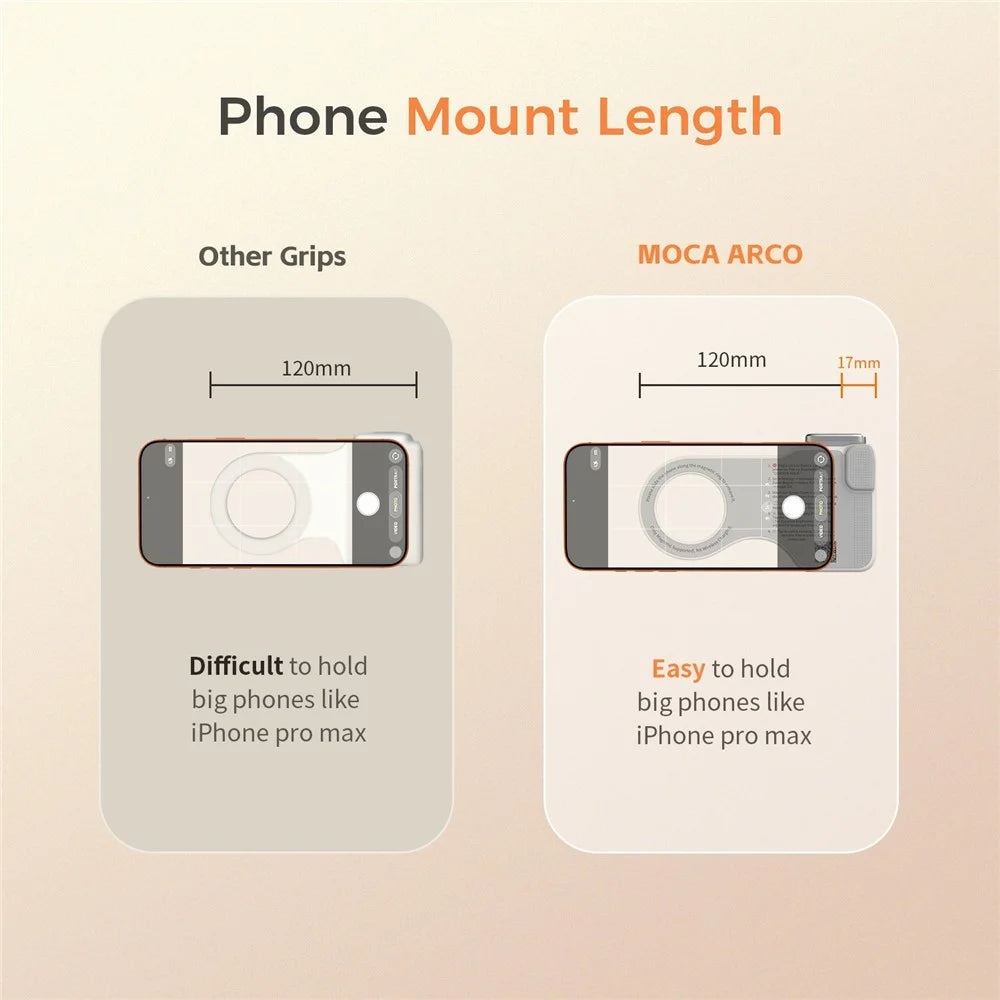 MOCA ARCO Phone Grip Handle with Remote Controller Magnetic Stand LED Light for iPhone iOS Compatible - White - 4