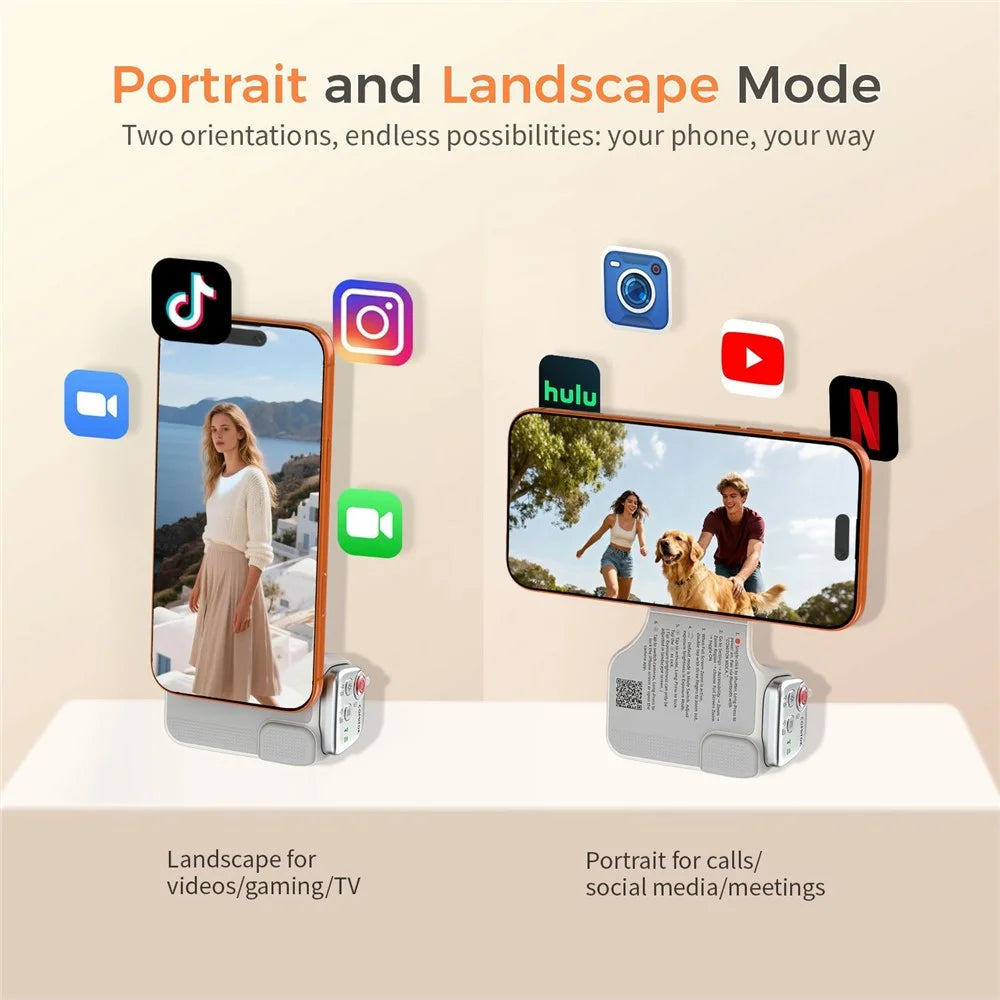 MOCA ARCO Phone Grip Handle with Remote Controller Magnetic Stand LED Light for iPhone iOS Compatible - White - 6