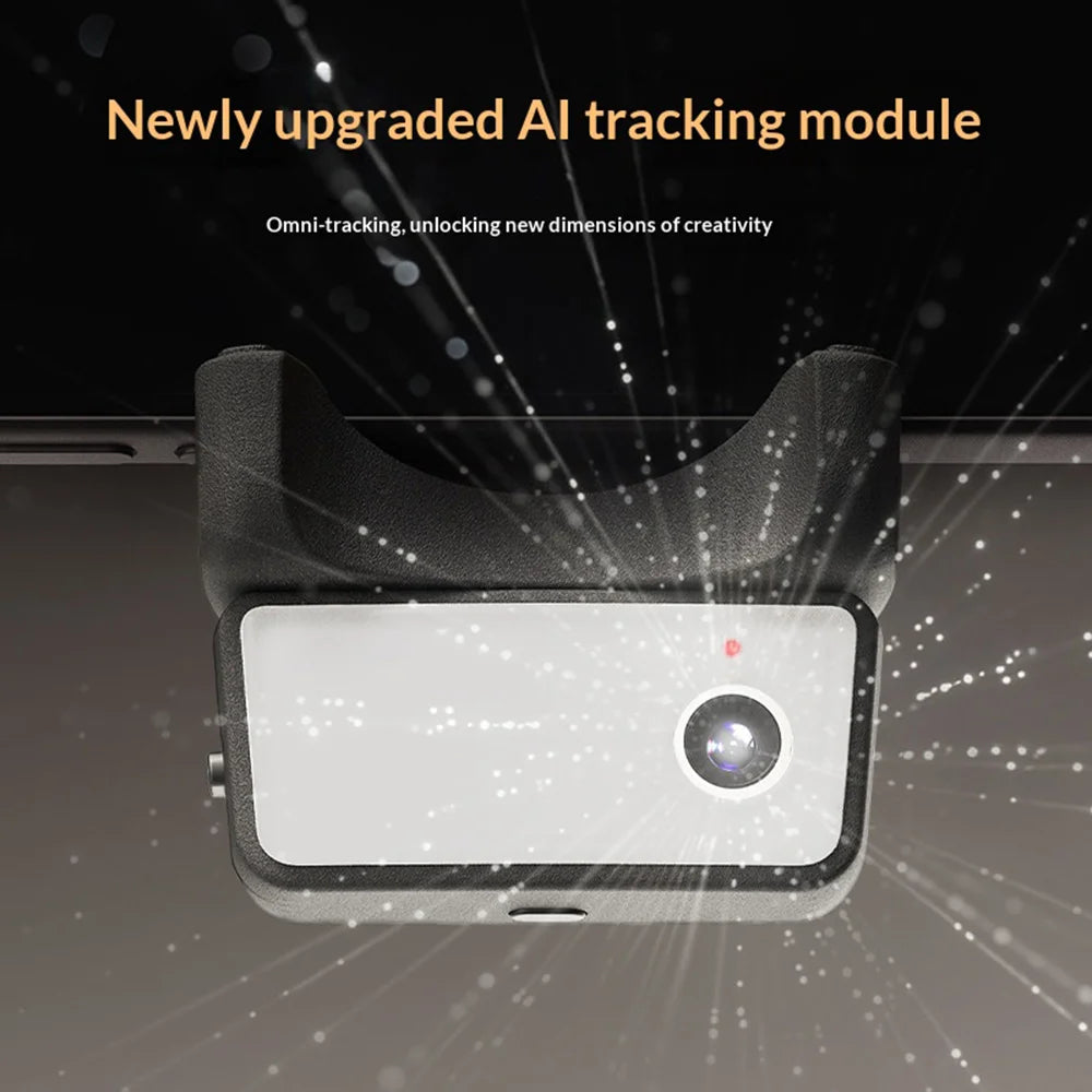 FUNSNAP CM9 3-Axis Gimbal Stabilizer AI Tracking Phone Holder with Fill Light for Live Streaming Photography, AI Version - Black - 3