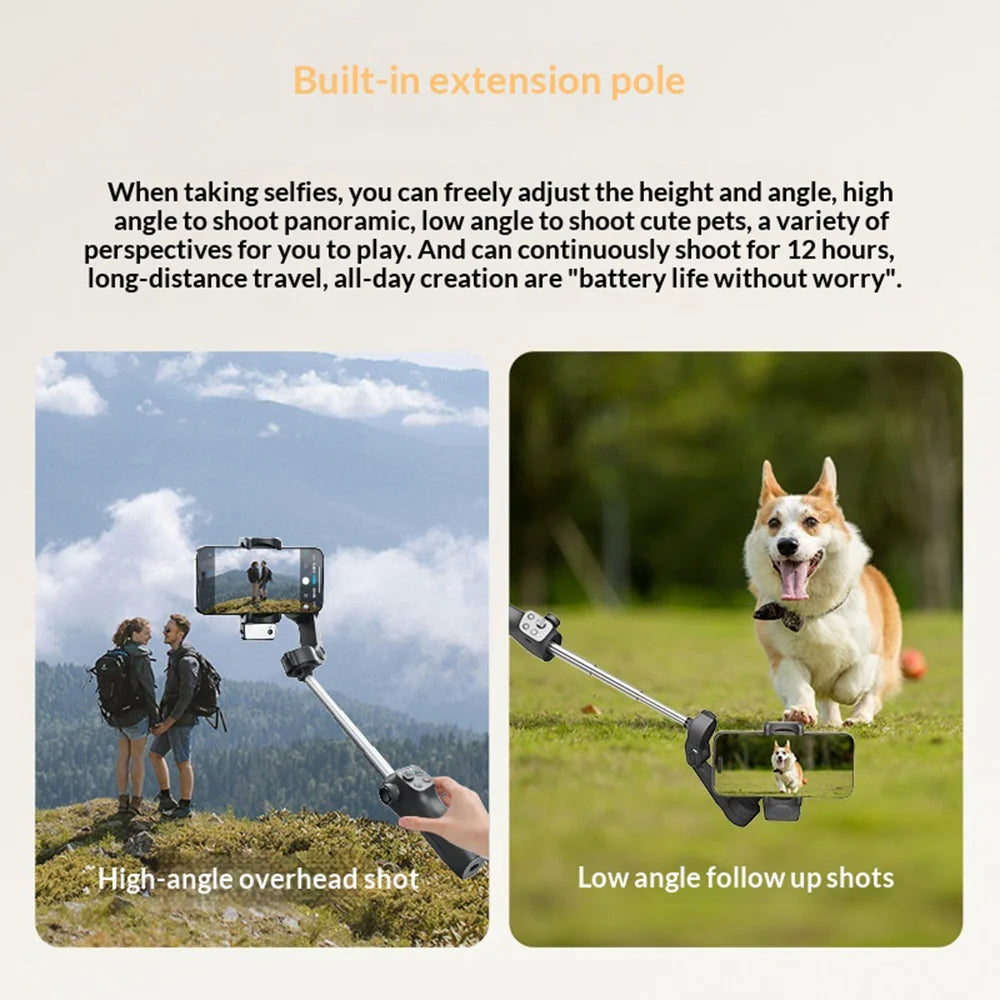 FUNSNAP CM9 3-Axis Gimbal Stabilizer AI Tracking Phone Holder with Fill Light for Live Streaming Photography, AI Version - Black - 5