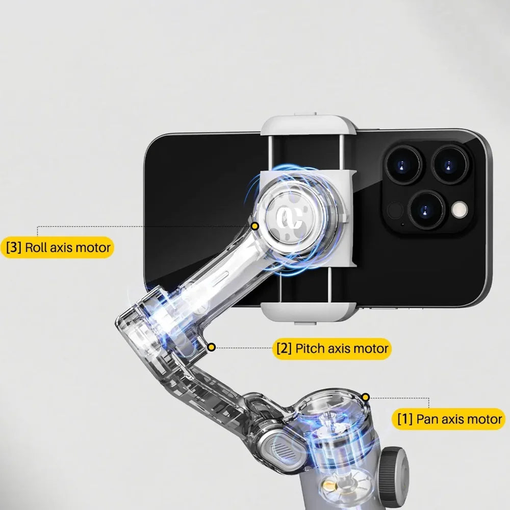 AOCHUAN X2 OLED Screen Gimbal Stabilizer for Smartphone AI Tracking 3-Axis Handheld Phone Stabilizer with Extension Rod - White - 7