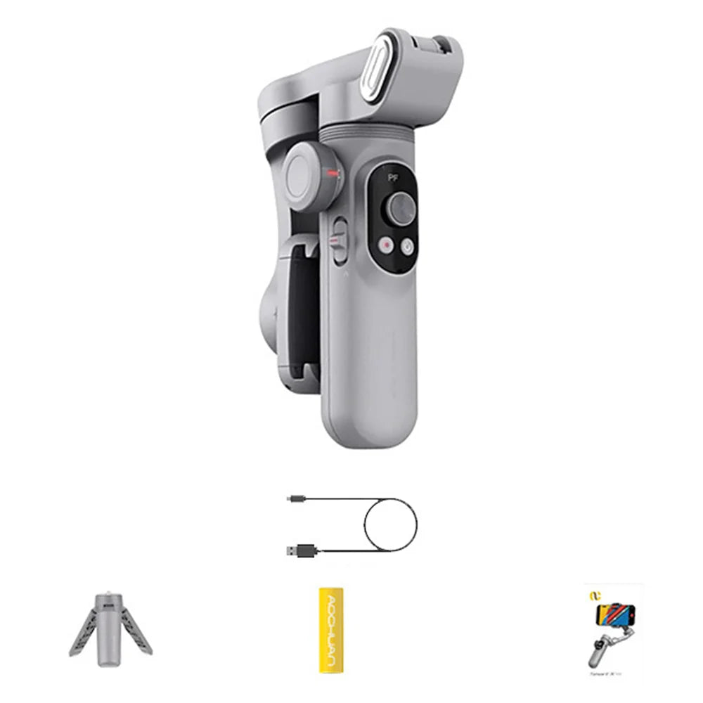 AOCHUAN Smart X Pro Phone Gimbal OLED Screen 3-Axis Stabilizer with LED Fill Light for Vlog Live Streaming - Gray - 1