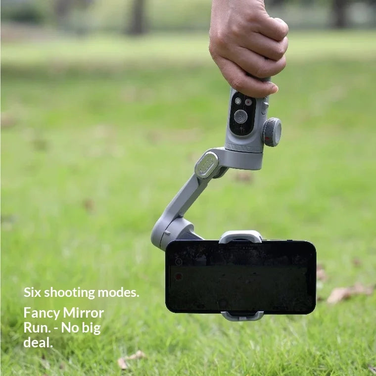 AOCHUAN Smart X Pro Phone Gimbal OLED Screen 3-Axis Stabilizer with LED Fill Light for Vlog Live Streaming - Gray - 5