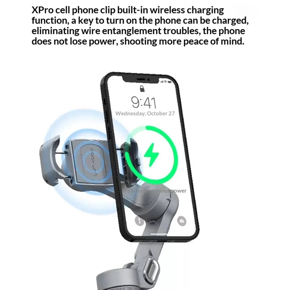 AOCHUAN Smart X Pro Phone Gimbal OLED Screen 3-Axis Stabilizer with LED Fill Light for Vlog Live Streaming - Gray - 6