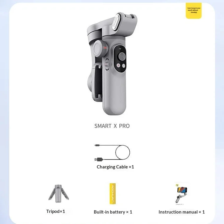 AOCHUAN Smart X Pro Phone Gimbal OLED Screen 3-Axis Stabilizer with LED Fill Light for Vlog Live Streaming - Gray - 7