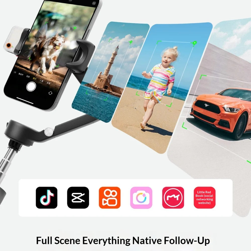 HOHEM V3 Ultra Foldable Handheld Phone Gimbal Stabilizer Auto 360 Degree Rotation AI Tracking with Bluetooth-compatible Remote  - White - 4