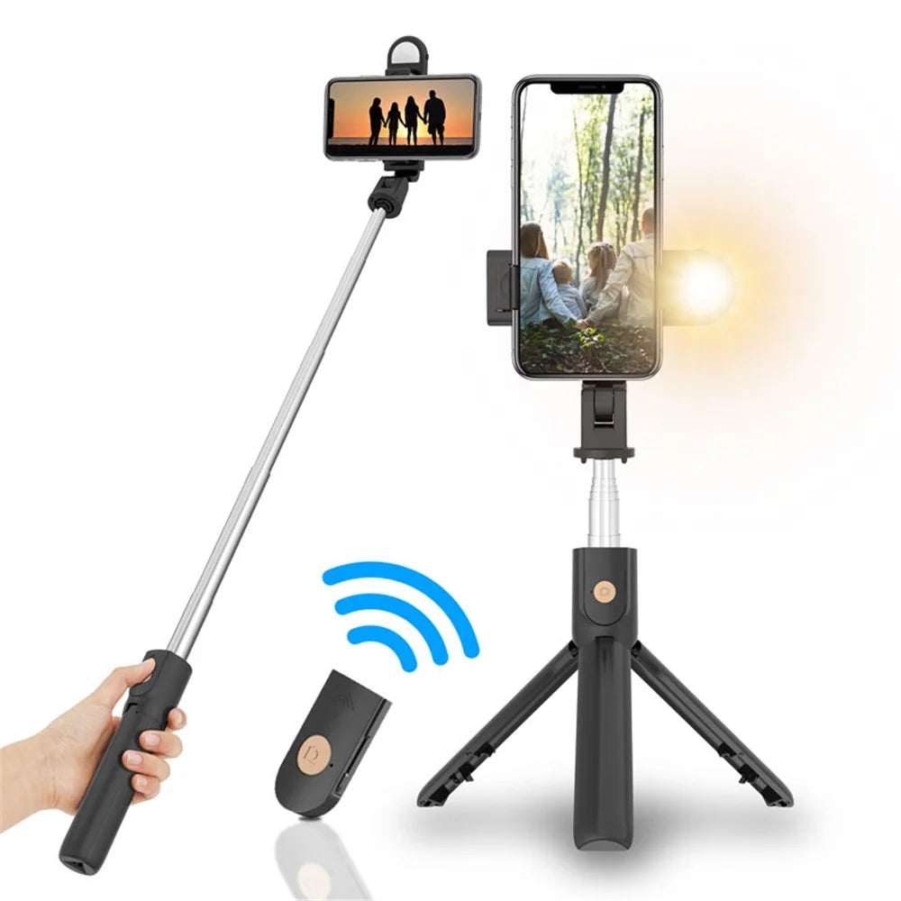 SELFIESHOW K10S Self Timer High End Remote Control Mobile Phone Universal Tripod with Fill Light Function - Black - 2