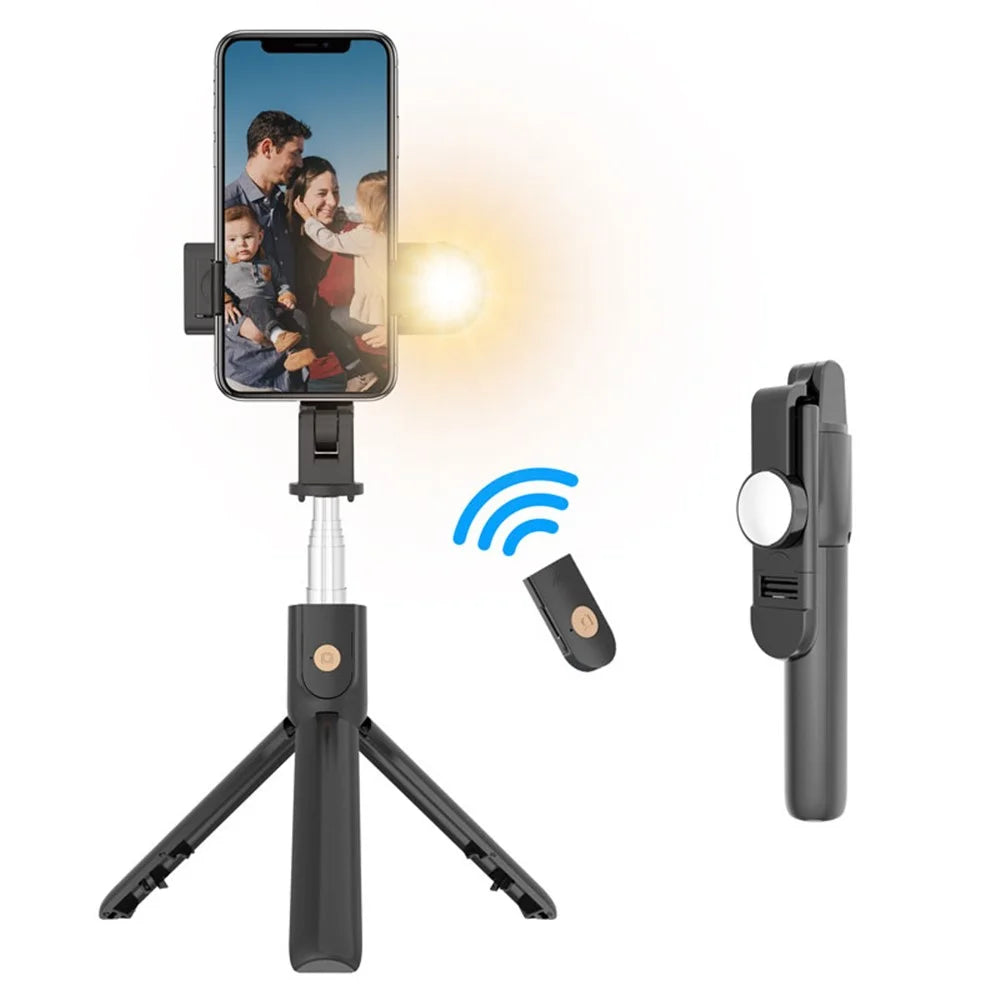 SELFIESHOW K10S Self Timer High End Remote Control Mobile Phone Universal Tripod with Fill Light Function - Black - 3