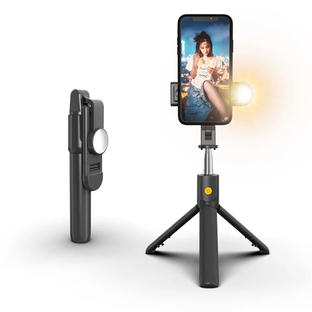 SELFIESHOW K10S Self Timer High End Remote Control Mobile Phone Universal Tripod with Fill Light Function - Black - 4