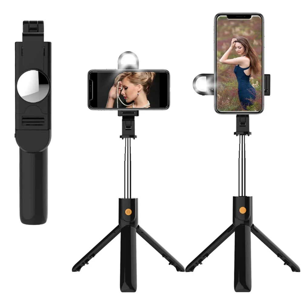 SELFIESHOW K10S Self Timer High End Remote Control Mobile Phone Universal Tripod with Fill Light Function - Black - 6