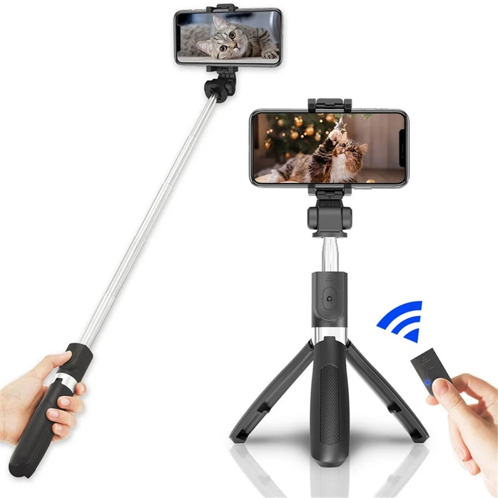 SELFIESHOW L01s Selfie Stick Tripod Extendable Bluetooth-compatible Monopod with 360 Degree Rotating Phone Clip and Remote Control - Black - 2