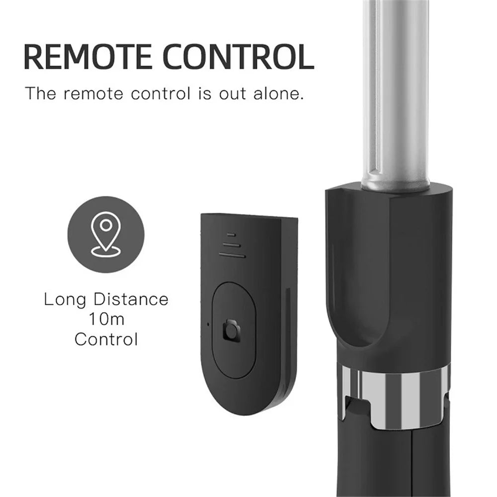 SELFIESHOW L01s Selfie Stick Tripod Extendable Bluetooth-compatible Monopod with 360 Degree Rotating Phone Clip and Remote Control - Black - 4