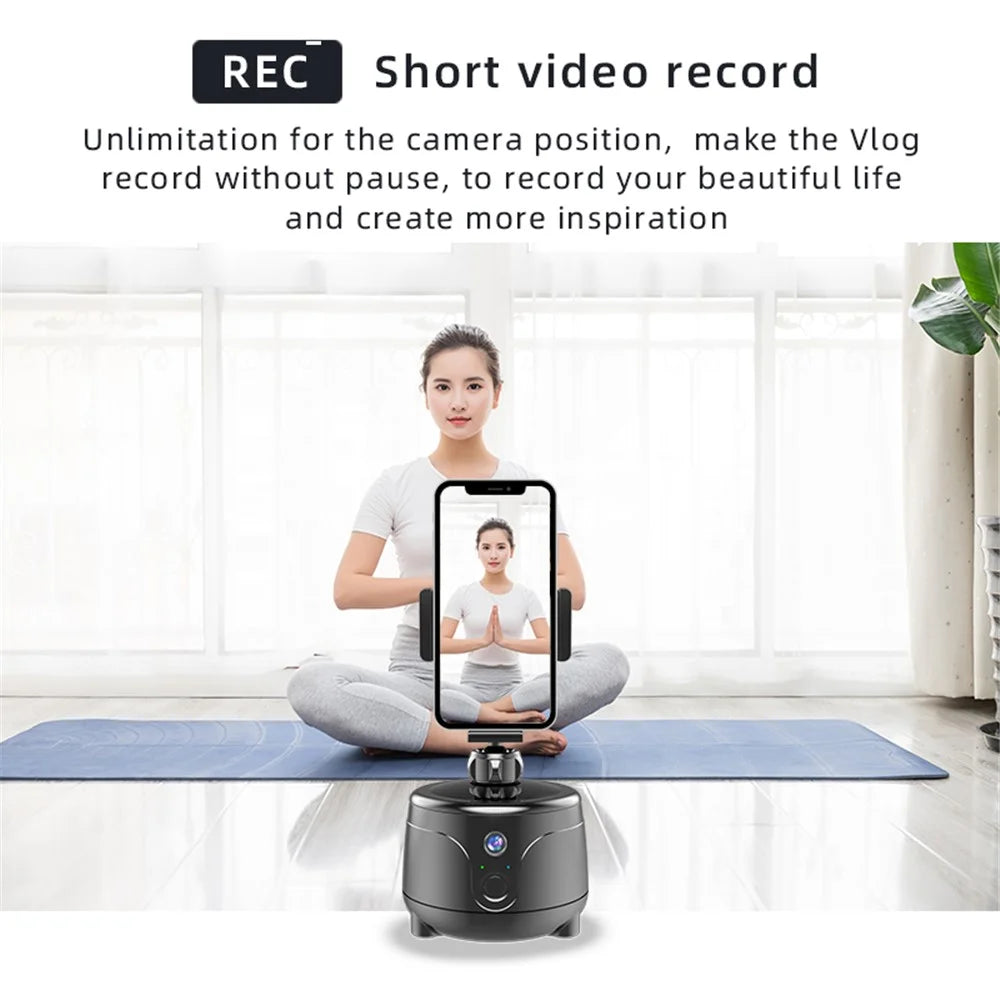 Y8 360 Degrees Rotation Smart AI Gimbal Face Tracking Camera Mobile Phone Holder Stand - Black - 4