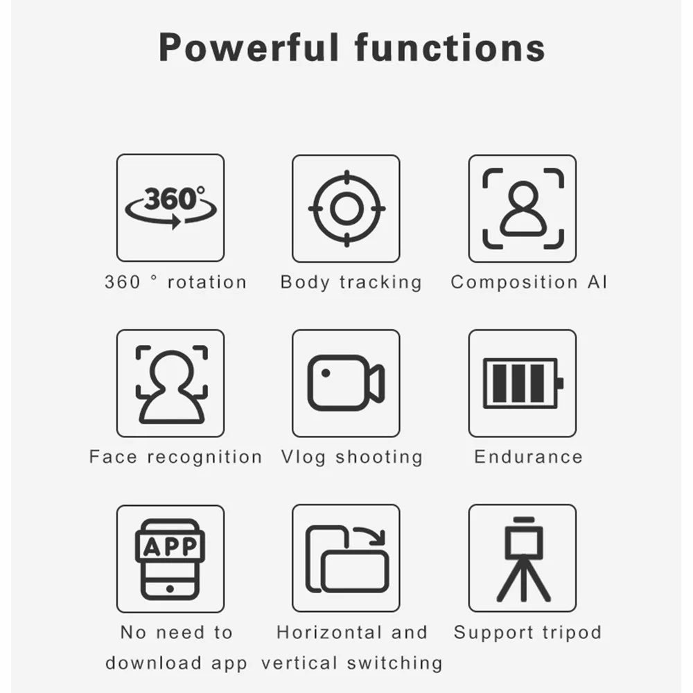 U3 360 Rotation Face Tracking Selfie Stand No Need APP Tripod Phone Holder Camera Gimbal for Photo Vlog Video Record - 4