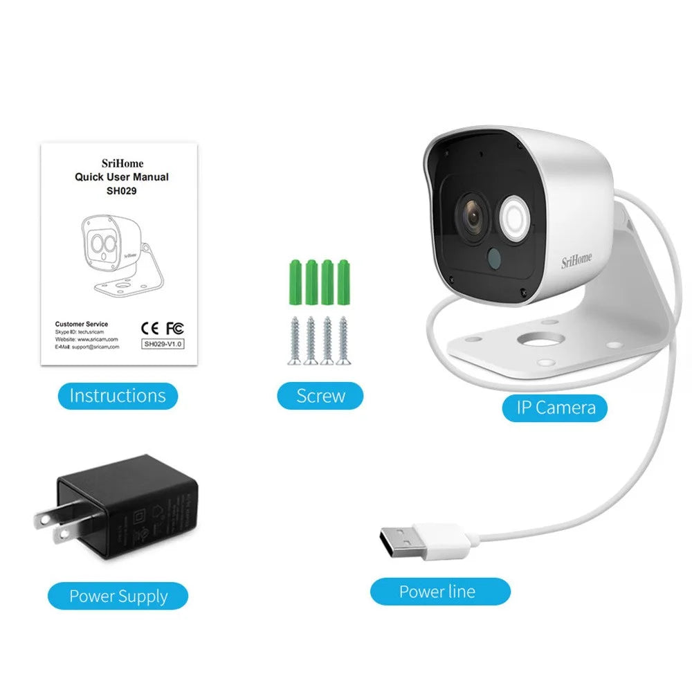 SRIHOME SH029 3MP WiFi IP Camera 1296P Indoor 3X Digital Zoom Night Color Wireless H.264 P2P Security CCTV Camera - EU Plug - 6