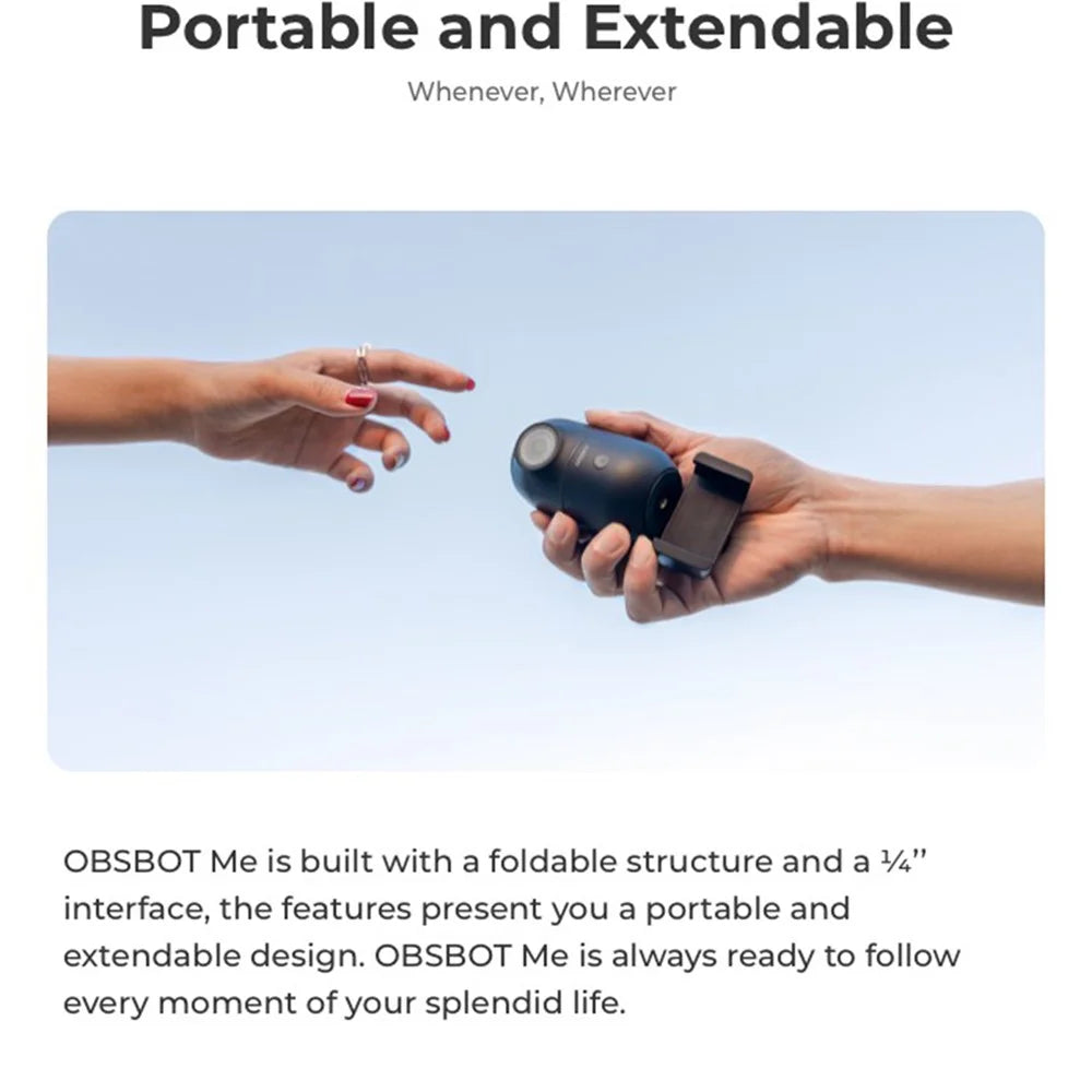 OBSBOT ME AI 180 Degree Rotation Selfie Stick Phone Holder Tripod Foldable Video Stabilizer Shooting Bracket - 5