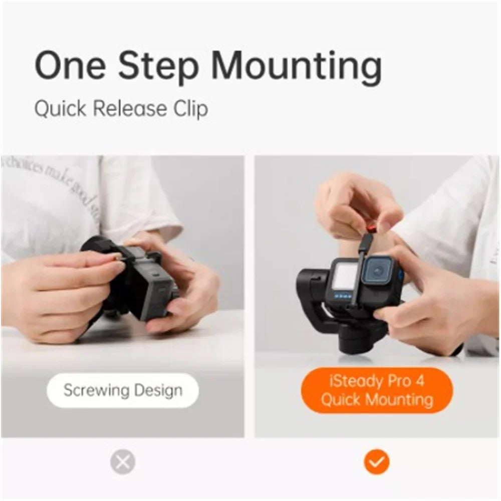 HOHEM iSteady Pro4 Action Camera Holder Anti-shake Handheld Gimbal Live Streaming Stabilizer with Tripod for GoPro Hero/Insta360 One R - 2