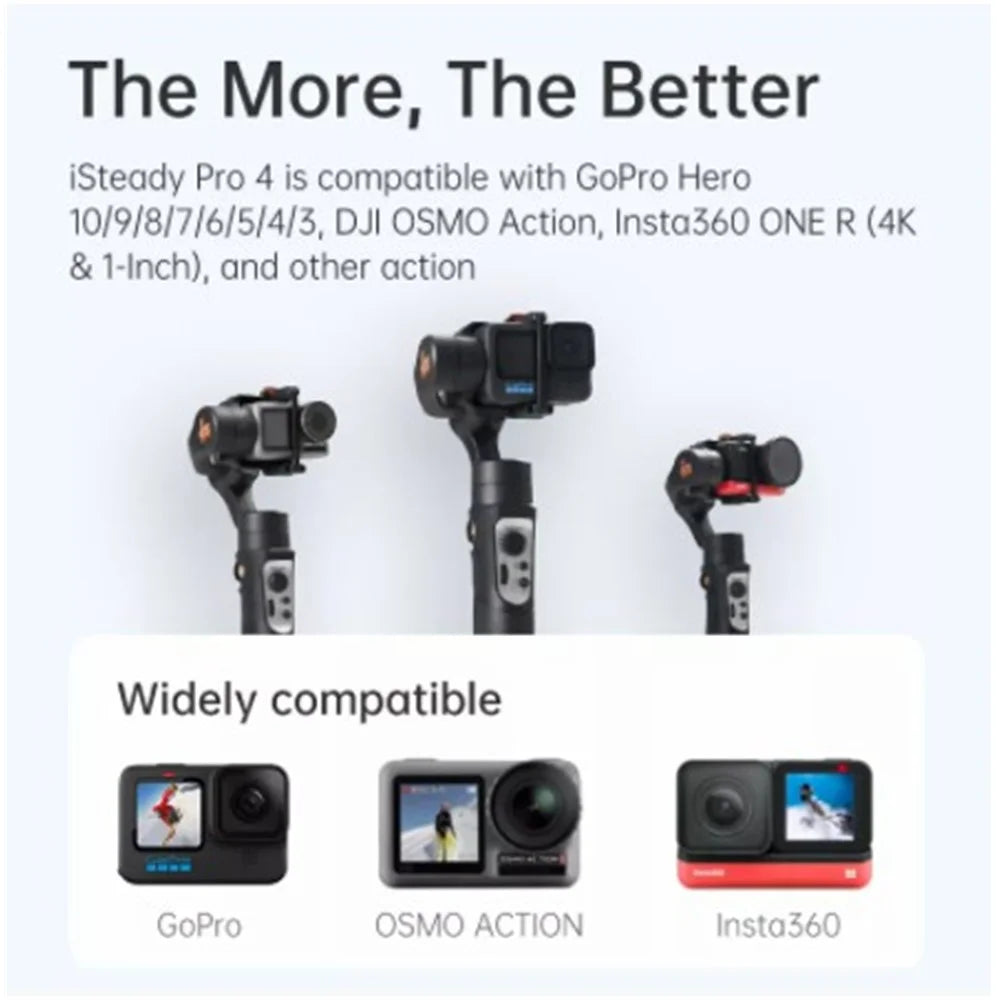 HOHEM iSteady Pro4 Action Camera Holder Anti-shake Handheld Gimbal Live Streaming Stabilizer with Tripod for GoPro Hero/Insta360 One R - 4