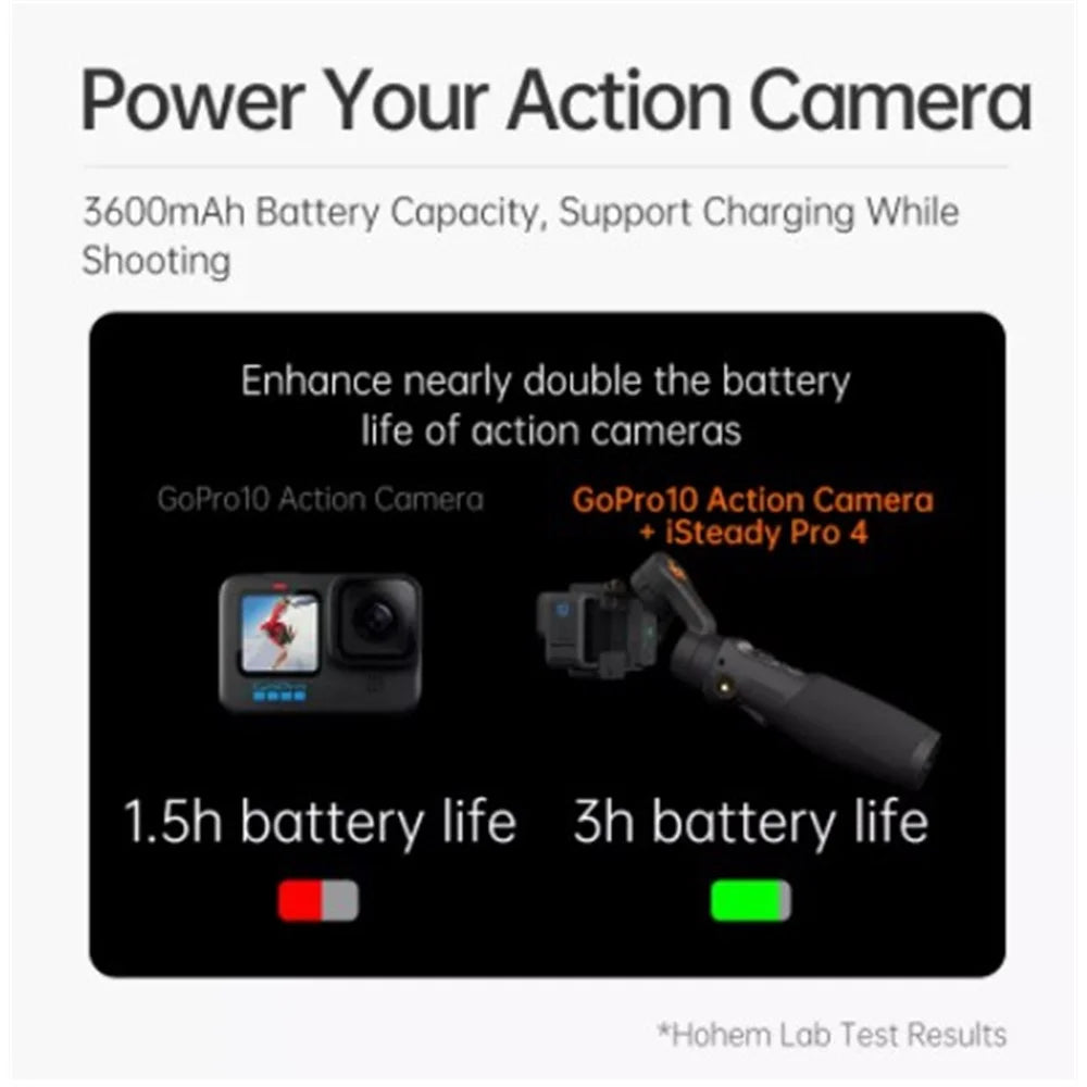 HOHEM iSteady Pro4 Action Camera Holder Anti-shake Handheld Gimbal Live Streaming Stabilizer with Tripod for GoPro Hero/Insta360 One R - 6