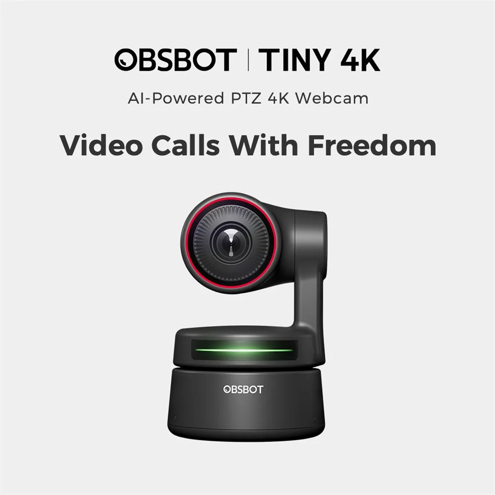 OBSBOT TINY 4K AI-Powered PTZ Webcam AI-Tracking Auto-Framing Gesture Control HDR Video Recording Live Streaming Camera - 4