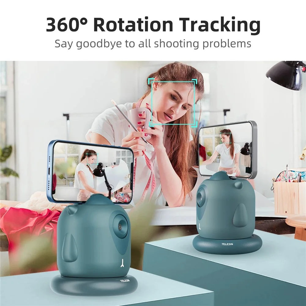 TELESIN TE-GPYT-002 Little Demon Smart Tracker Auto Face Tracking Stabilizer Smart Shooting Gimbal 360 Rotating Vlog Live Video Phone Holder with 1/4 Adapter Mount for GoPro iPhone Samsung - Green - 4