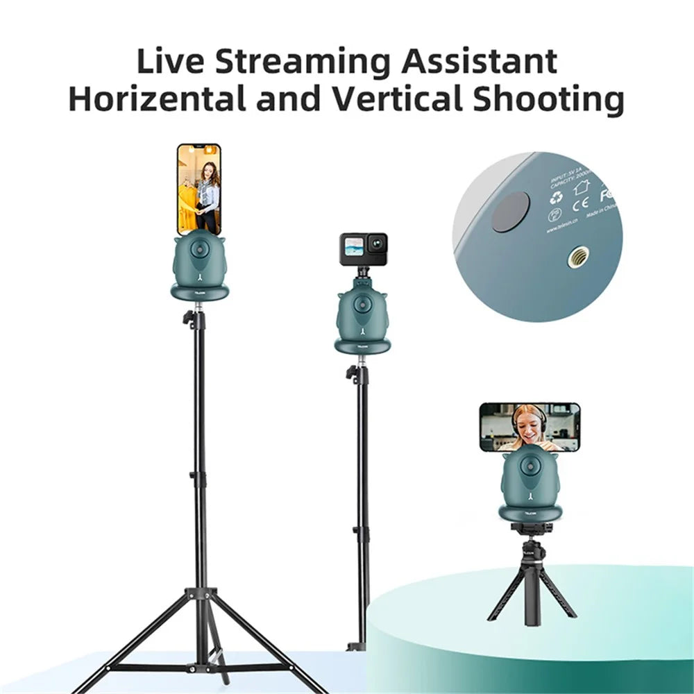 TELESIN TE-GPYT-002 Little Demon Smart Tracker Auto Face Tracking Stabilizer Smart Shooting Gimbal 360 Rotating Vlog Live Video Phone Holder with 1/4 Adapter Mount for GoPro iPhone Samsung - Green - 7