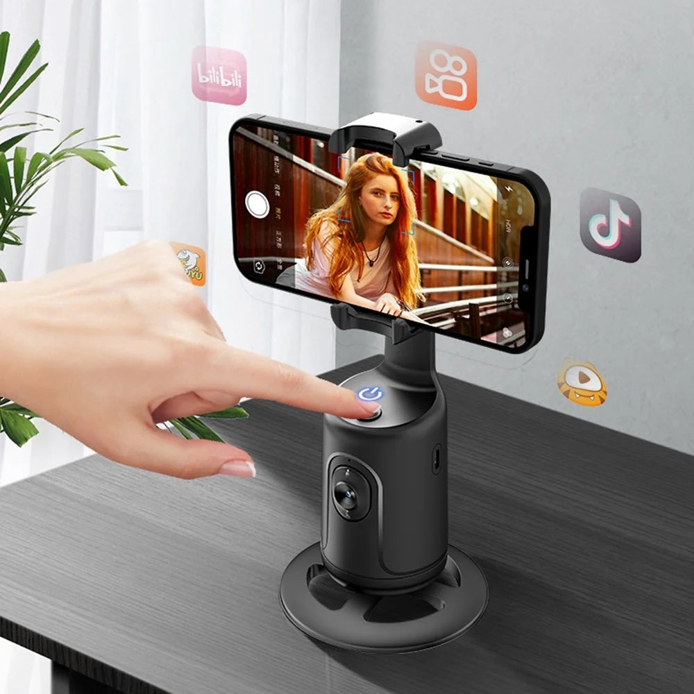 P01 Auto Face Tracking Tripod 360-Degree Rotation Phone Camera Mount Smart Shooting Phone Motion Tracking Holder for Live Vlog Streaming Video - Black - 3