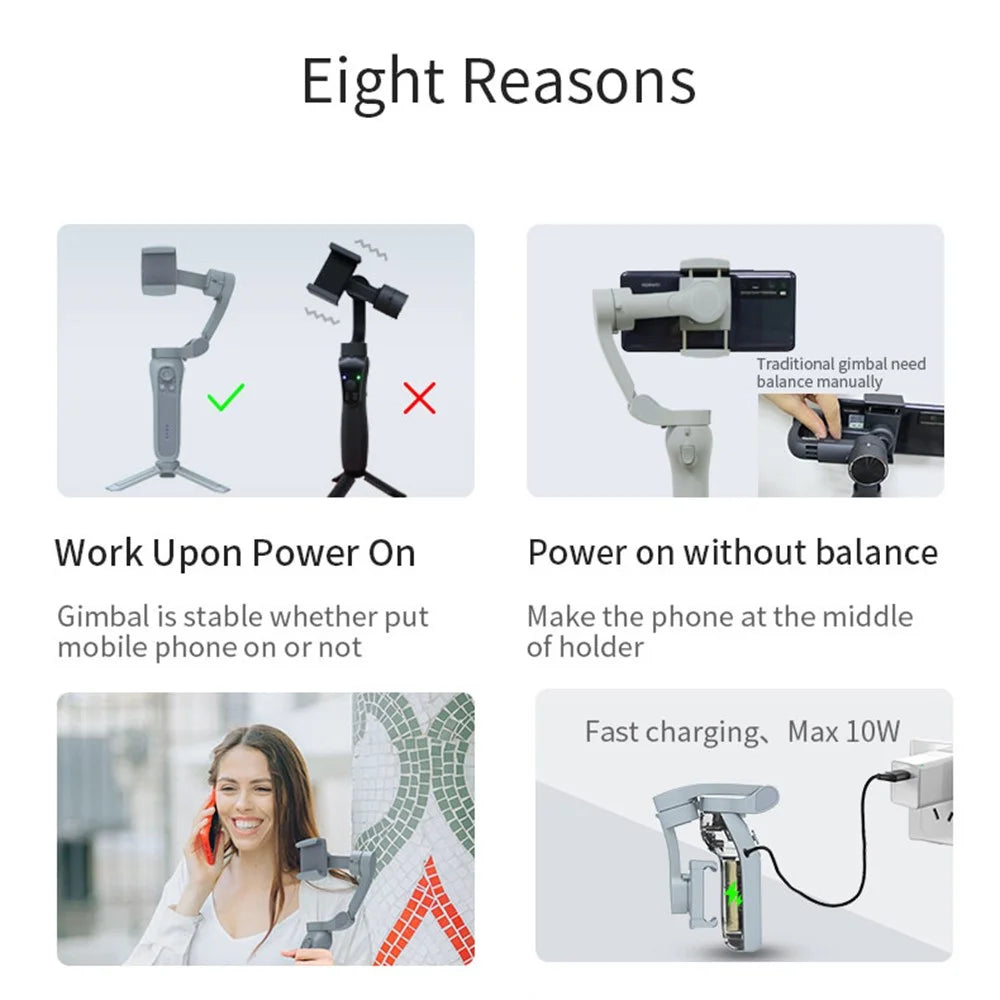 L7B Pro 3-Axis Gimbal Smartphone Stabilizer Foldable Tripod Stand Phone Gimbal with 360-Degree Face Tracking Function - Grey - 5