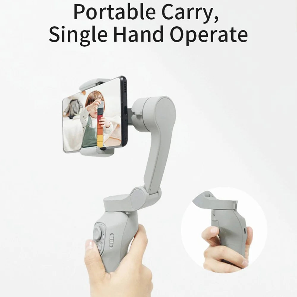 L7C Pro 3-Axis Folding Stabilizer Portable Cell Phone Gimbal Tripod Holder Support Wide Angle, Grey - 3