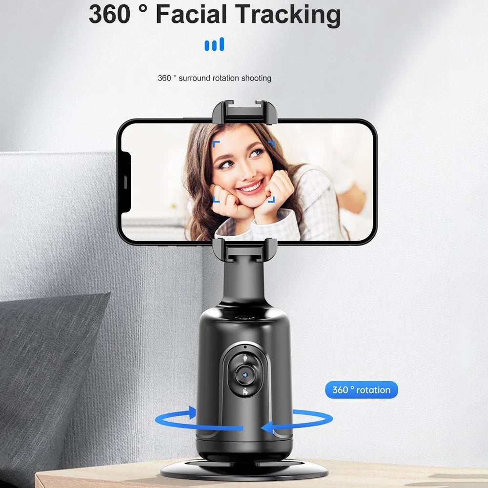 P01 pro 360-Degree Intelligent Tracking Gimbal Camera with Cold Shoe Portable Gimbal Stabilizer - Black - 3