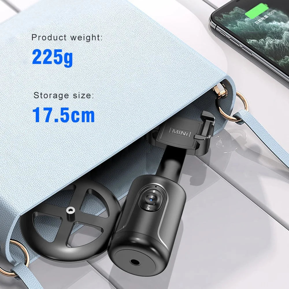 P01 pro 360-Degree Intelligent Tracking Gimbal Camera with Cold Shoe Portable Gimbal Stabilizer - Black - 6