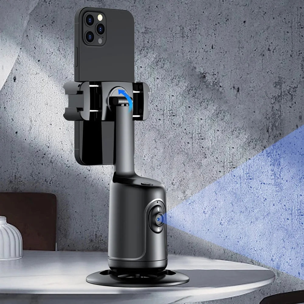 P01 pro 360-Degree Intelligent Tracking Gimbal Camera with Cold Shoe Portable Gimbal Stabilizer - Black - 7